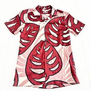 Reiss OE Young Patterned Button Down Short Sleeve Satin Style Blouse Size XS